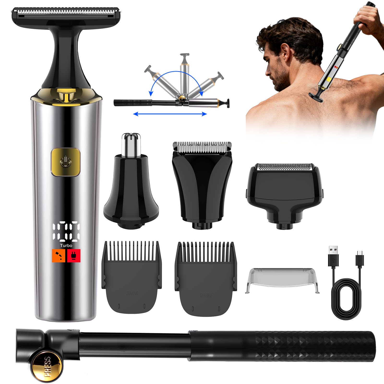 Men'S Grooming Hair And Body Wash - Tondeuse électrique rechargeable Hatteker pour hommes,